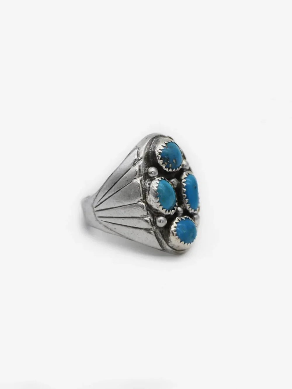 Native American Navajo Turquoise Nugget Cluster Ring
